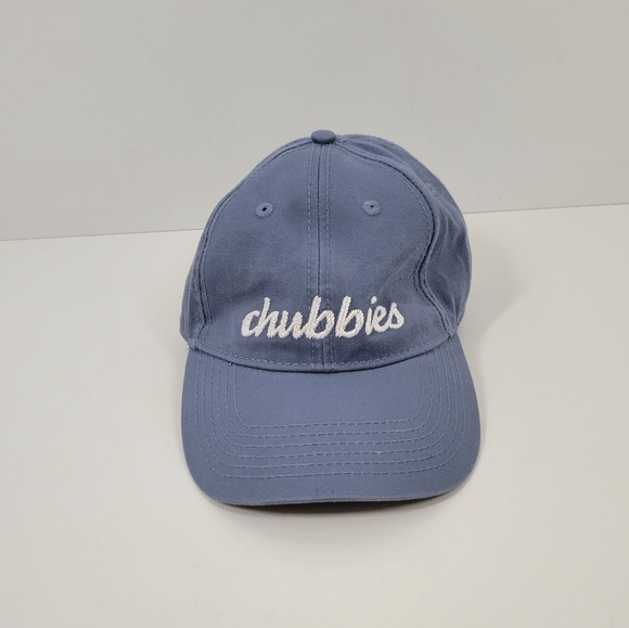 Chubbies Blue Canvas Embroidered White Logo Cotton Strapback Baseball Hat Cap - Picture 1 of 6